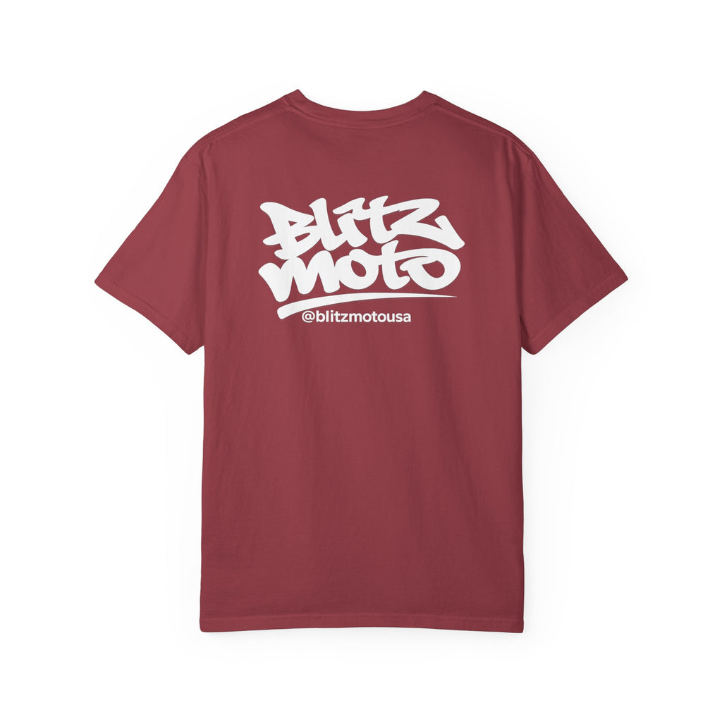 Blitz Moto USA Garment-Dyed Tee — Chili