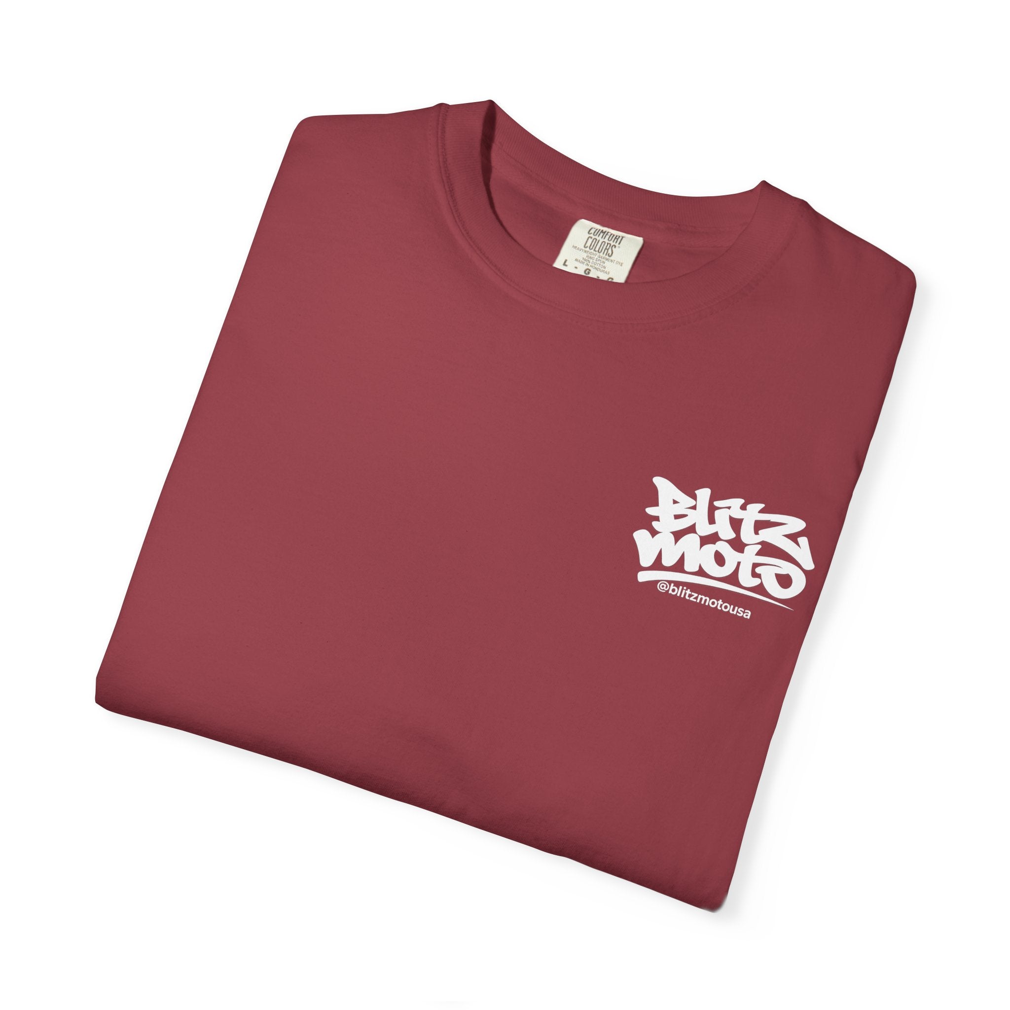 Blitz Moto USA Garment-Dyed Tee — Chili
