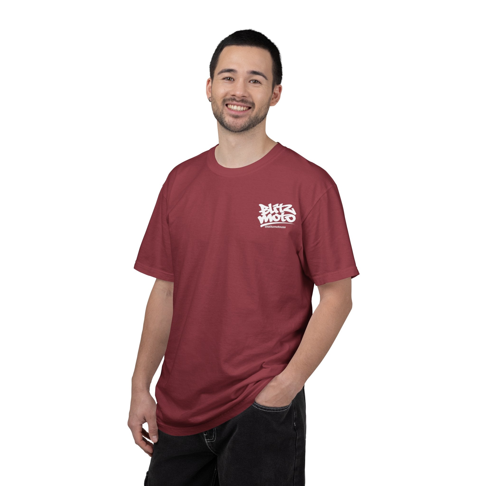 Blitz Moto USA Garment-Dyed Tee — Chili