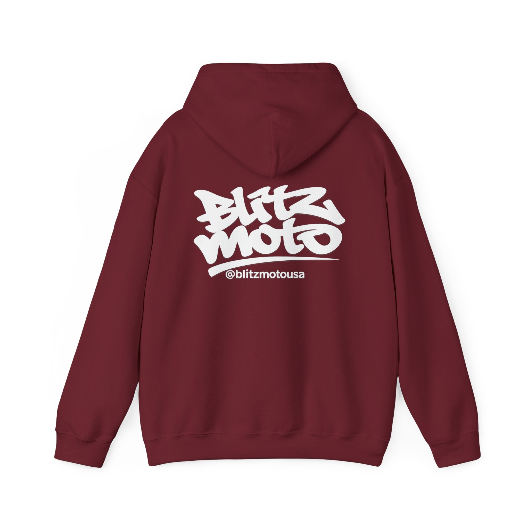 Blitz Moto USA Pullover Hoodie — Garnet